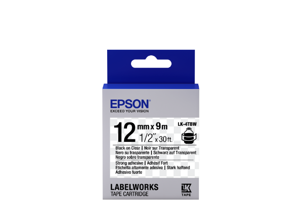 Epson LK-4TBW Black/Transparent 12mm szalag(9m)