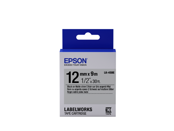 Epson LK-4SBE Black/Matt Silver 12mm szalag (9m)
