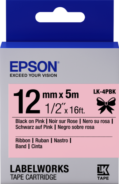 Epson LK-4PBlack Black/Pink 12mm szalag (5m)