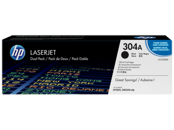 HP CC530AD Toner Black 2x3,5k No.304AD (Eredeti)